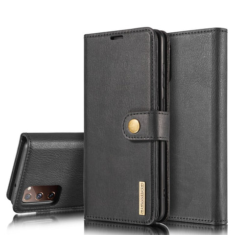 DG.MING Detachable 2-in-1 Split Leather Wallet Shell + PC Back Case for Samsung Galaxy S20 FE 4G / 5G / S20 Lite / S20 FE 2022