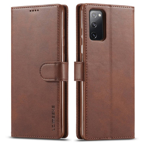 LC.IMEEKE Leather Wallet Stand Case with Reserved Front Cutout for Samsung Galaxy S20 FE 4G / FE 5G / S20 Lite / S20 FE 2022
