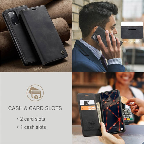 CASEME 013 Series Phone Cover for Samsung Galaxy S20 FE 4G/FE 5G/S20 Lite/S20 FE 2022 Auto-absorbed Leather Stand Wallet Case
