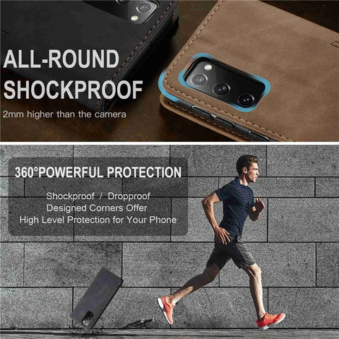 CASEME 013 Series Phone Cover for Samsung Galaxy S20 FE 4G/FE 5G/S20 Lite/S20 FE 2022 Auto-absorbed Leather Stand Wallet Case