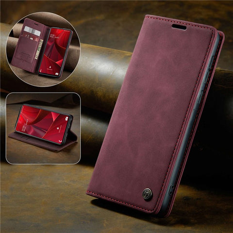 CASEME 013 Series Phone Cover for Samsung Galaxy S20 FE 4G/FE 5G/S20 Lite/S20 FE 2022 Auto-absorbed Leather Stand Wallet Case