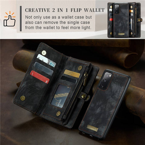 CASEME for Samsung Galaxy S20 FE / S20 Fan Edition / S20 FE 5G / S20 Fan Edition 5G / S20 Lite / S20 FE 2022 008 Series Multi-function 2-in-1 Wallet TPU+PU Leather Phone Case
