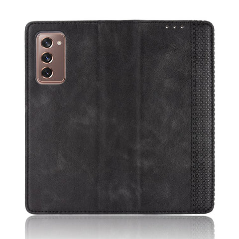 Magnetic Buckle Plaid Decor Phone Protective Shell for Samsung Galaxy Z Fold2 5G