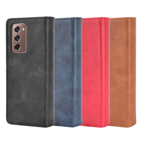Magnetic Buckle Plaid Decor Phone Protective Shell for Samsung Galaxy Z Fold2 5G