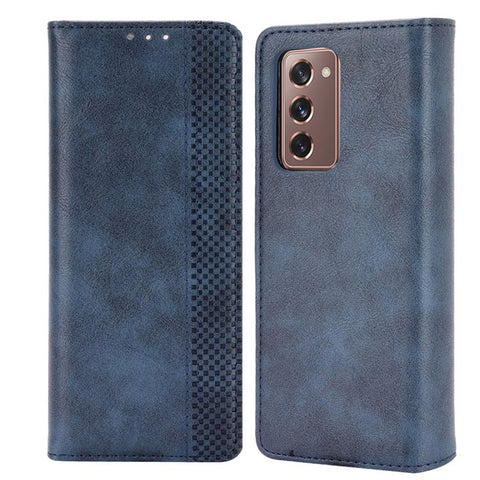 Magnetic Buckle Plaid Decor Phone Protective Shell for Samsung Galaxy Z Fold2 5G