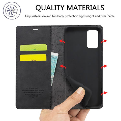 LC.IMEEKE Auto-Absorbed Leather Wallet Stand Phone Protective Shell with Wallet Stand for Samsung Galaxy S20 Plus/S20 Plus 5G