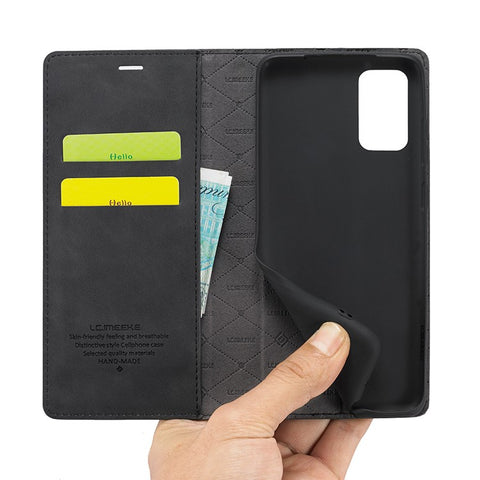 LC.IMEEKE Auto-Absorbed Leather Wallet Stand Phone Protective Shell with Wallet Stand for Samsung Galaxy S20 Plus/S20 Plus 5G