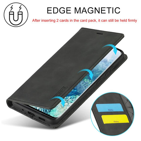 LC.IMEEKE Auto-Absorbed Leather Wallet Stand Phone Protective Shell with Wallet Stand for Samsung Galaxy S20 Plus/S20 Plus 5G