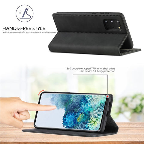 LC.IMEEKE LC Strong Magnetic Series Leather Wallet Phone Protective Shell for Samsung Galaxy S20 Ultra