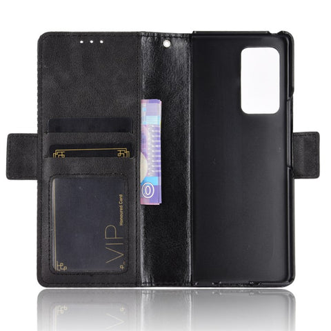 Side Magnetic Buckle Vintage Style Wallet Leather Stand Phone Cover Case for Samsung Galaxy Z Fold2 5G