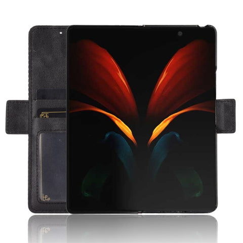 Side Magnetic Buckle Vintage Style Wallet Leather Stand Phone Cover Case for Samsung Galaxy Z Fold2 5G