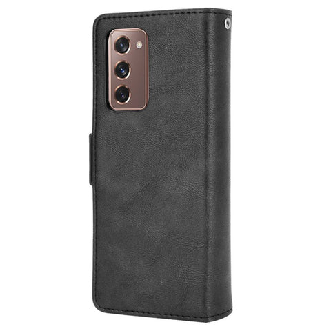 Side Magnetic Buckle Vintage Style Wallet Leather Stand Phone Cover Case for Samsung Galaxy Z Fold2 5G