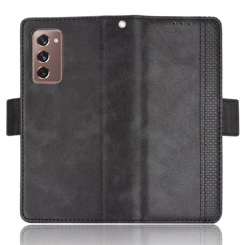 Side Magnetic Buckle Vintage Style Wallet Leather Stand Phone Cover Case for Samsung Galaxy Z Fold2 5G