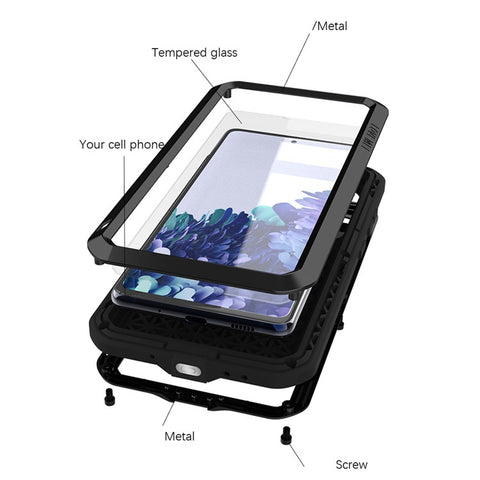 LOVE MEI Protective Case with Temepered Glass Film for Samsung Galaxy S20 FE 4G / 5G / 2022 / S20 Lite Shockproof Dropproof Dustproof Cover
