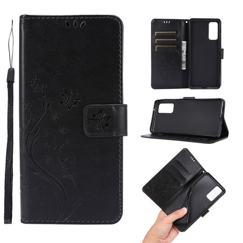 For Samsung Galaxy S20 FE 4G/5G/S20 Lite/S20 FE 2022 Butterfly Flower Imprinting Leather Wallet Case