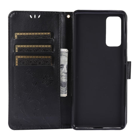 For Samsung Galaxy S20 FE 4G/5G/S20 Lite/S20 FE 2022 Butterfly Flower Imprinting Leather Wallet Case