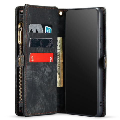 CASEME 008 Series for Samsung Galaxy S21 Ultra 5G PU Leather Zipper Multi-function Phone Case Magnetic Detachable 2-in-1 Wallet Stand Cover