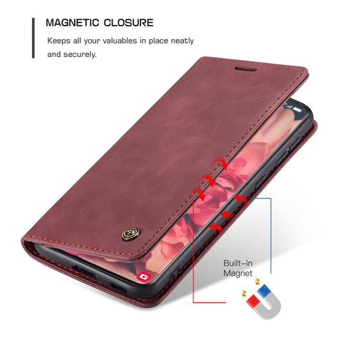 CASEME 013 Series Magnetic Clasp Stand Wallet Leather Shell for Samsung Galaxy S21 Ultra 5G