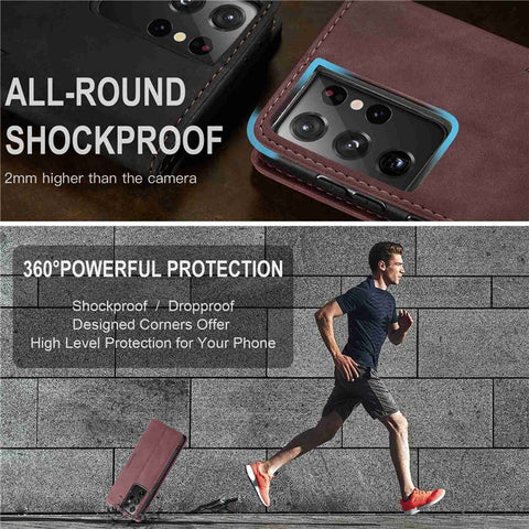 CASEME 013 Series Magnetic Clasp Stand Wallet Leather Shell for Samsung Galaxy S21 Ultra 5G