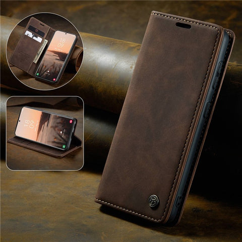 CASEME 013 Series Magnetic Clasp Stand Wallet Leather Shell for Samsung Galaxy S21 Ultra 5G