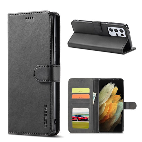 LC.IMEEKE for Samsung Galaxy S21 Ultra 5G Adjustable Stand Protective Leather Wallet Design Case