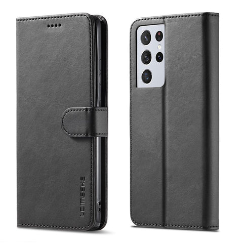 LC.IMEEKE for Samsung Galaxy S21 Ultra 5G Adjustable Stand Protective Leather Wallet Design Case