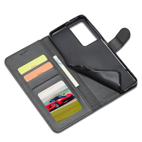 LC.IMEEKE for Samsung Galaxy S21 Ultra 5G Adjustable Stand Protective Leather Wallet Design Case