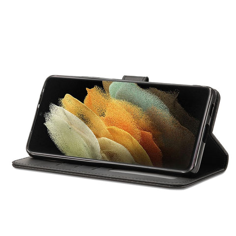 LC.IMEEKE for Samsung Galaxy S21 Ultra 5G Adjustable Stand Protective Leather Wallet Design Case