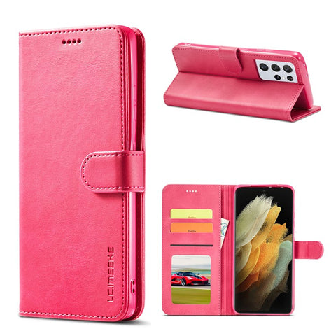 LC.IMEEKE for Samsung Galaxy S21 Ultra 5G Adjustable Stand Protective Leather Wallet Design Case