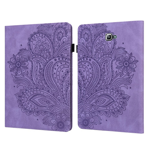 Imprinted Peacock Flower Pattern Leather Tablet Protective Shell with Strap for Samsung Galaxy Tab A 10.1 (2016) SM-T580/T585/T580/T585N