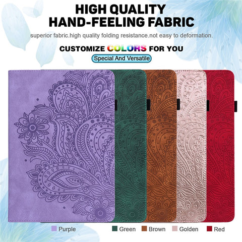 Imprinted Peacock Flower Pattern Leather Tablet Protective Shell with Strap for Samsung Galaxy Tab A 10.1 (2016) SM-T580/T585/T580/T585N