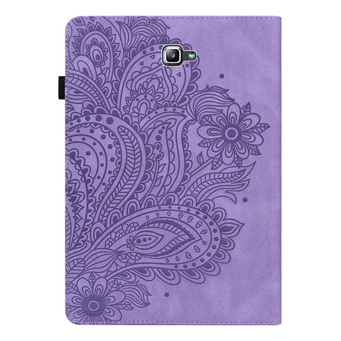 Imprinted Peacock Flower Pattern Leather Tablet Protective Shell with Strap for Samsung Galaxy Tab A 10.1 (2016) SM-T580/T585/T580/T585N