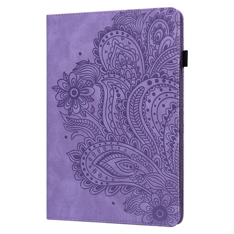 Imprinted Peacock Flower Pattern Leather Tablet Protective Shell with Strap for Samsung Galaxy Tab A 10.1 (2016) SM-T580/T585/T580/T585N