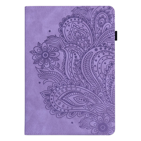 Imprinted Peacock Flower Pattern Leather Tablet Protective Shell with Strap for Samsung Galaxy Tab A 10.1 (2016) SM-T580/T585/T580/T585N