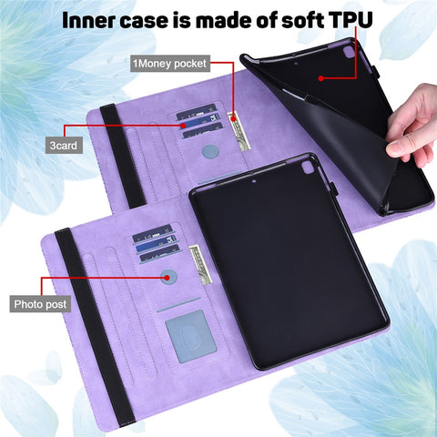 Imprinted Peacock Flower Pattern Leather Tablet Protective Shell with Strap for Samsung Galaxy Tab A 10.1 (2016) SM-T580/T585/T580/T585N