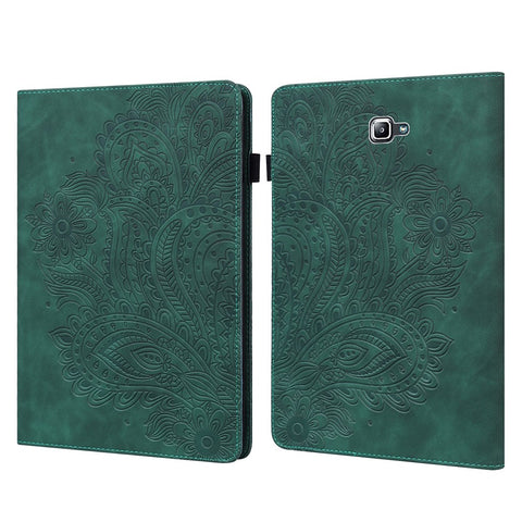 Imprinted Peacock Flower Pattern Leather Tablet Protective Shell with Strap for Samsung Galaxy Tab A 10.1 (2016) SM-T580/T585/T580/T585N
