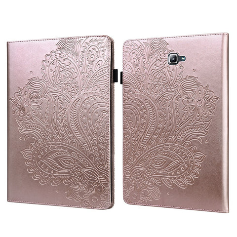 Imprinted Peacock Flower Pattern Leather Tablet Protective Shell with Strap for Samsung Galaxy Tab A 10.1 (2016) SM-T580/T585/T580/T585N