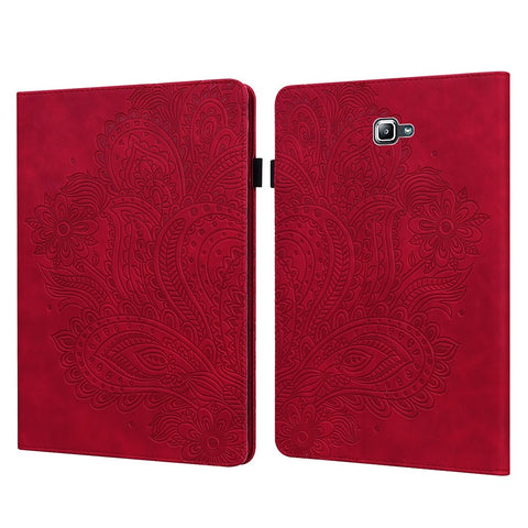 Imprinted Peacock Flower Pattern Leather Tablet Protective Shell with Strap for Samsung Galaxy Tab A 10.1 (2016) SM-T580/T585/T580/T585N