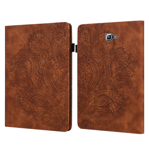 Imprinted Peacock Flower Pattern Leather Tablet Protective Shell with Strap for Samsung Galaxy Tab A 10.1 (2016) SM-T580/T585/T580/T585N
