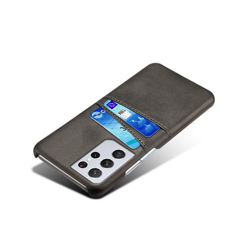 KSQ PC + PU Leather Coated Case with Dual-Card Slots for Samsung Galaxy S21 Ultra 5G
