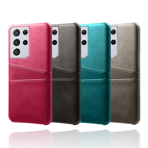 KSQ PC + PU Leather Coated Case with Dual-Card Slots for Samsung Galaxy S21 Ultra 5G