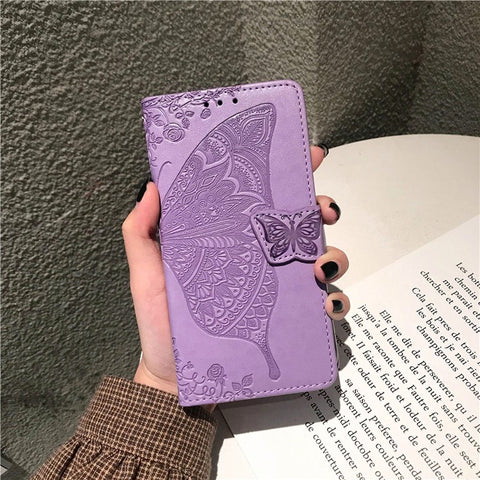 Imprint Big Butterfly Leather Wallet Phone Case for Samsung Galaxy Z Fold2 5G