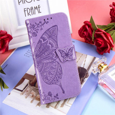 Imprint Big Butterfly Leather Wallet Phone Case for Samsung Galaxy Z Fold2 5G