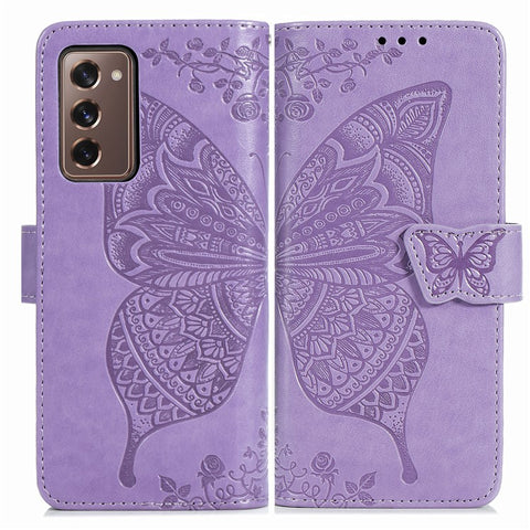 Imprint Big Butterfly Leather Wallet Phone Case for Samsung Galaxy Z Fold2 5G