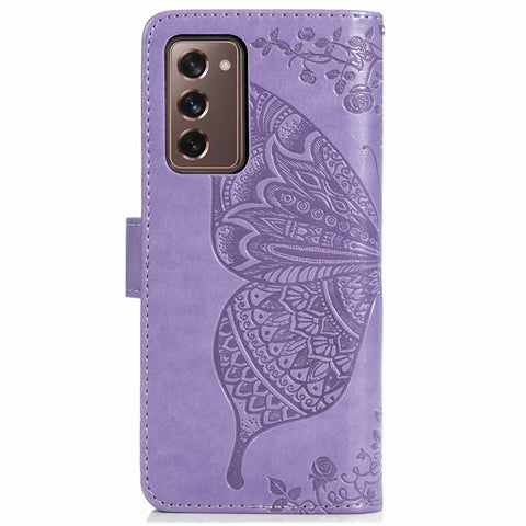 Imprint Big Butterfly Leather Wallet Phone Case for Samsung Galaxy Z Fold2 5G