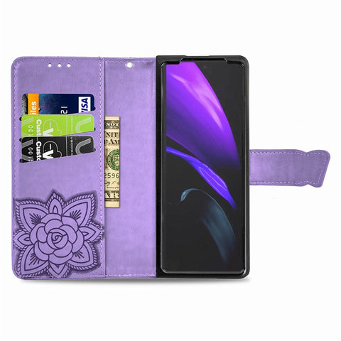 Imprint Big Butterfly Leather Wallet Phone Case for Samsung Galaxy Z Fold2 5G