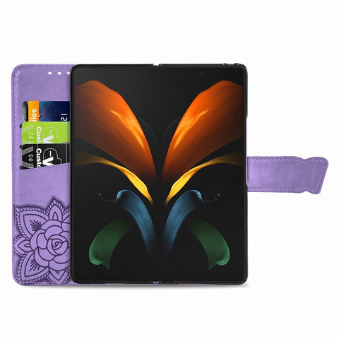 Imprint Big Butterfly Leather Wallet Phone Case for Samsung Galaxy Z Fold2 5G
