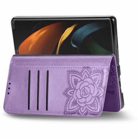 Imprint Big Butterfly Leather Wallet Phone Case for Samsung Galaxy Z Fold2 5G