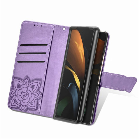 Imprint Big Butterfly Leather Wallet Phone Case for Samsung Galaxy Z Fold2 5G
