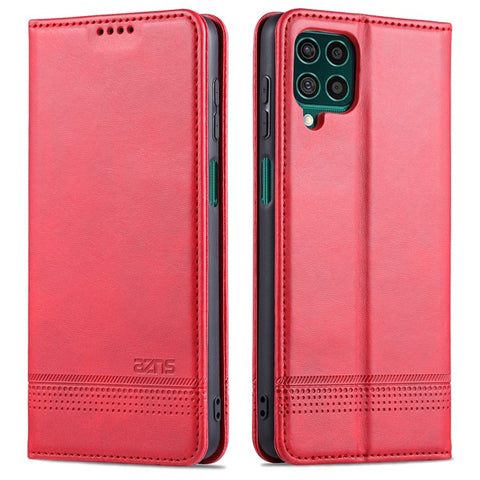 AZNS Wallet Design Auto-absorbed Magnet Well-Protected Leather Stand Mobile Shell Case for Samsung Galaxy F62/M62